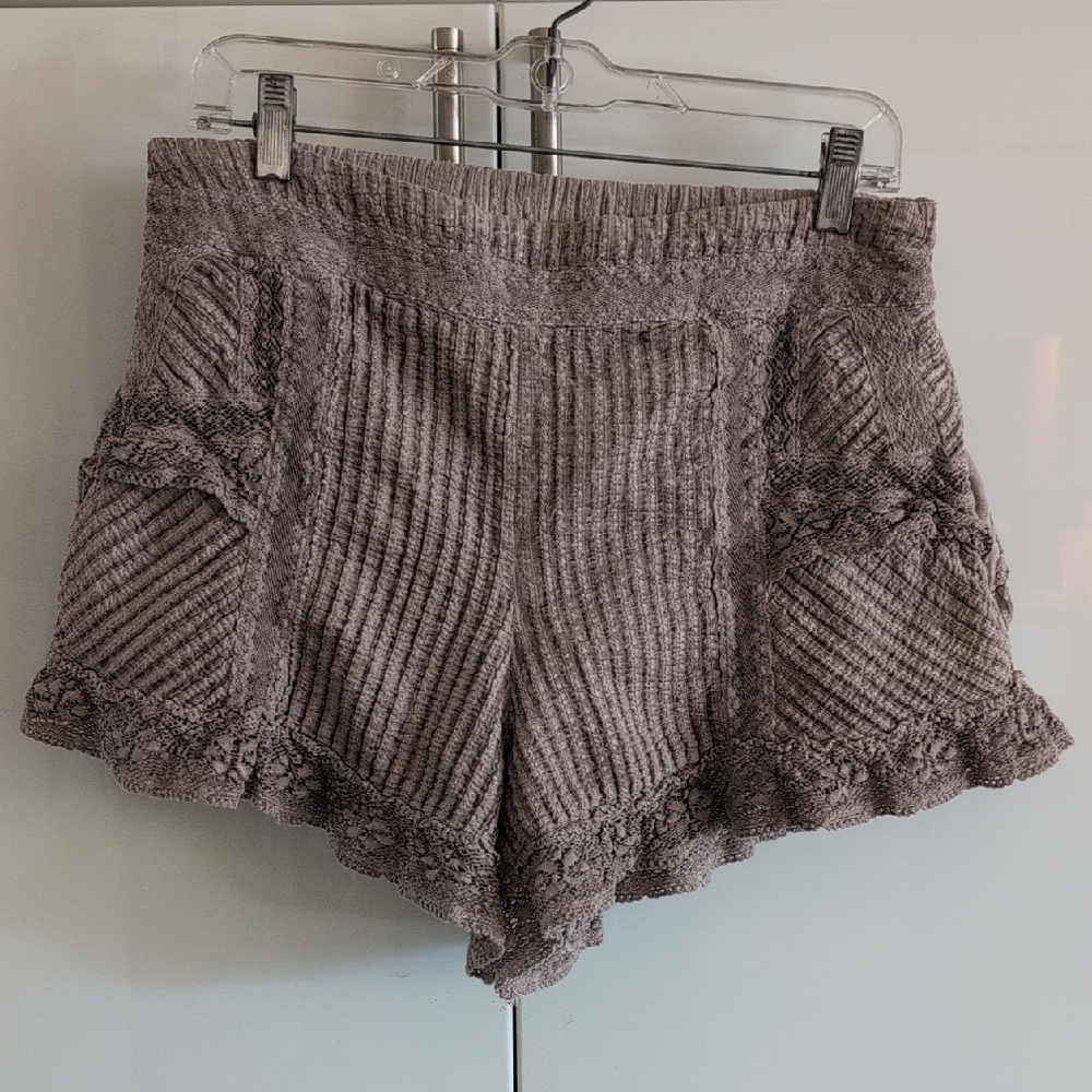 Free People Ribbed Gray High Waist Shorts